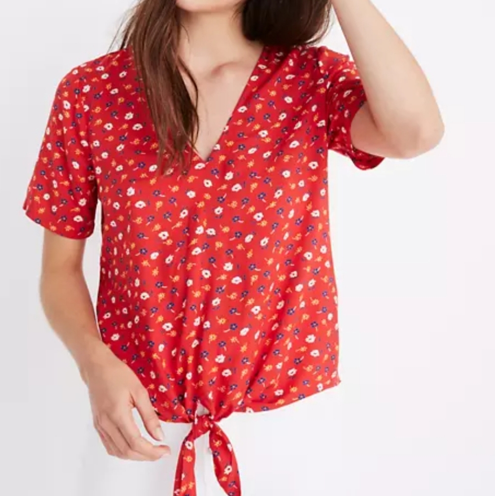 Madewell Novel Tie-Front Top in Prairie Posies sz M